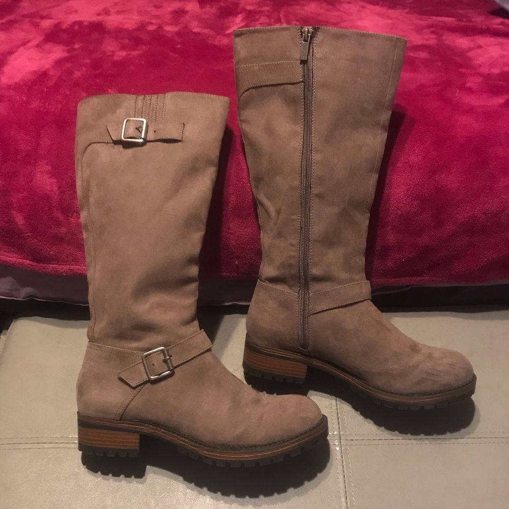 Kenneth Cole Tall knee High/calf high moto boots